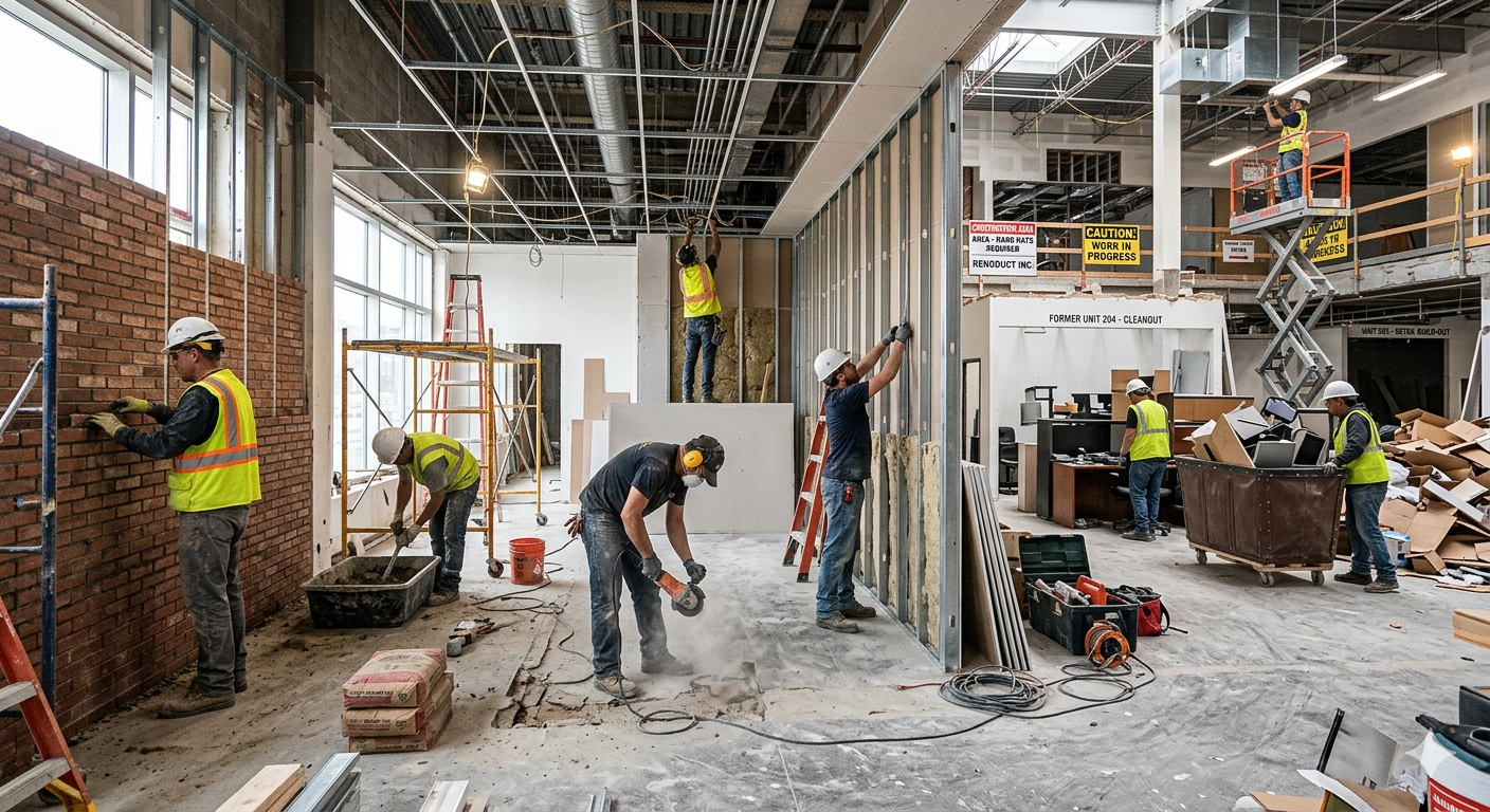 Active construction site interior